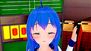 Blue-Haired Babe Deeply Fucked and Creamed in Hot Koikatsu Encounter