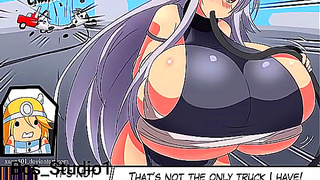 Shino Battles Busty Cow Scientist in Wild Transformation Hentai Clash
