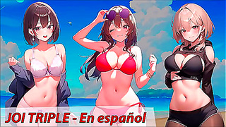 Three Friends Jerk Off Together in Hot JOI Hentai Full of Lust Desire