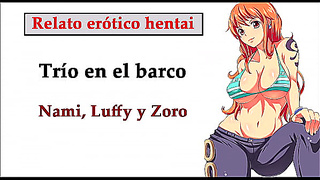 Nami Seduces Luffy Zoro in Hot Pirate Threesome Encounter at Sea