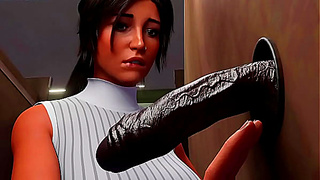 Lara Croft Craves Giant Dick in Steamy Hentai Glory Hole Encounter