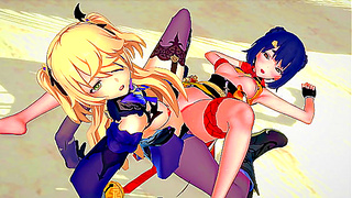 Xiangling Fischls Forbidden Lust Unleashed – Genshin 3D Fantasy