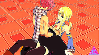 Lucy Teases Natsu with Sensual Blowjobs Hands-on Lust in Magical Encounter