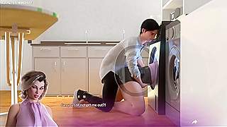 Busty Stepmom Caught in Forbidden 3D Tryst with Eager Stepson in Broken Dryer