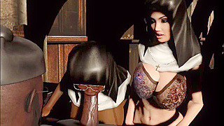 Seductive Nun Teases Priest into Steamy Blowjob Wild Orgy Fun