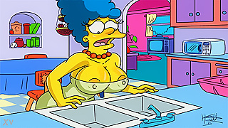 Marge Seduces Homer with Sultry Moves in Steaming Hot Cartoon Scenes