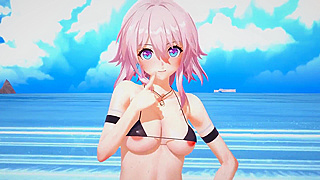 Star Rail Sirens Meet in Fiery MMD Tryst Under Neon Skies