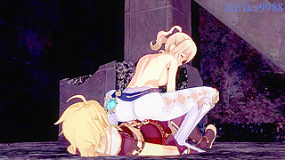 Lumine Tempts Jean Aether in Forbidden Genshin Nightscape Rendezvous