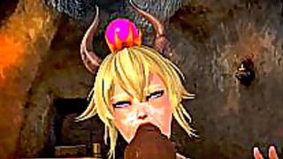 Princess Surrenders to Bowsers Fiery Embrace in Wild 3D Fantasy Encounter