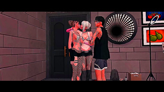 Rockstar Seduced by Fans in Wild Hentai Concert Afterparty Threesome creampie